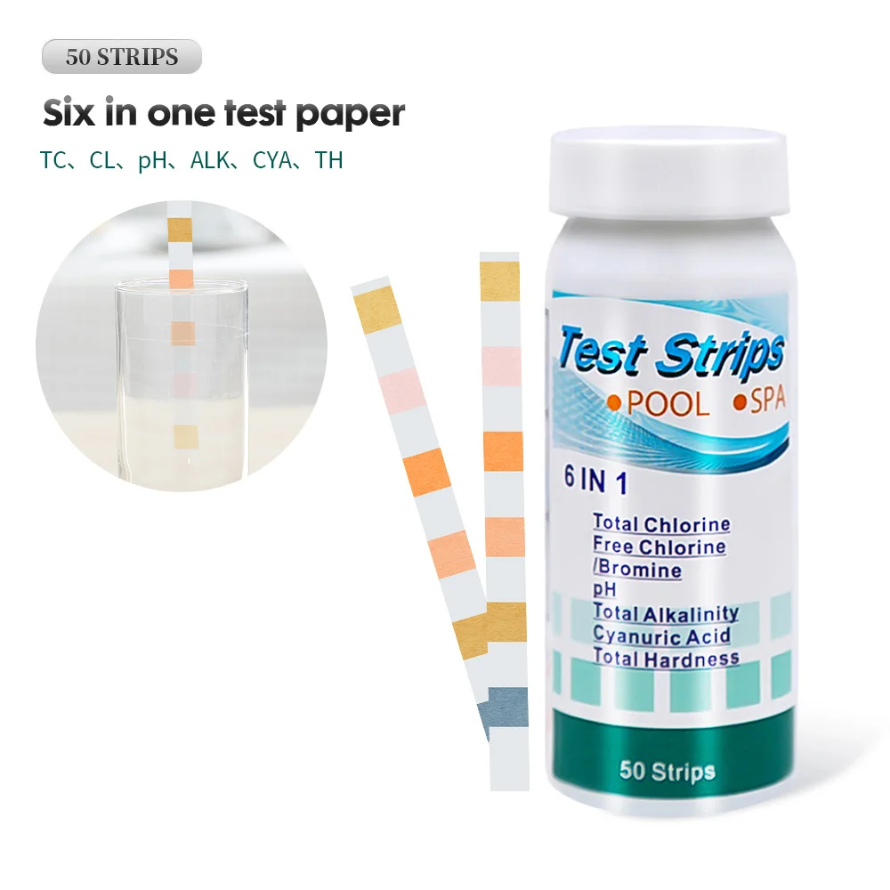 6 In 1 50pcs Swimming Pool Spa Ph Test Paper Chlorine Ph Value