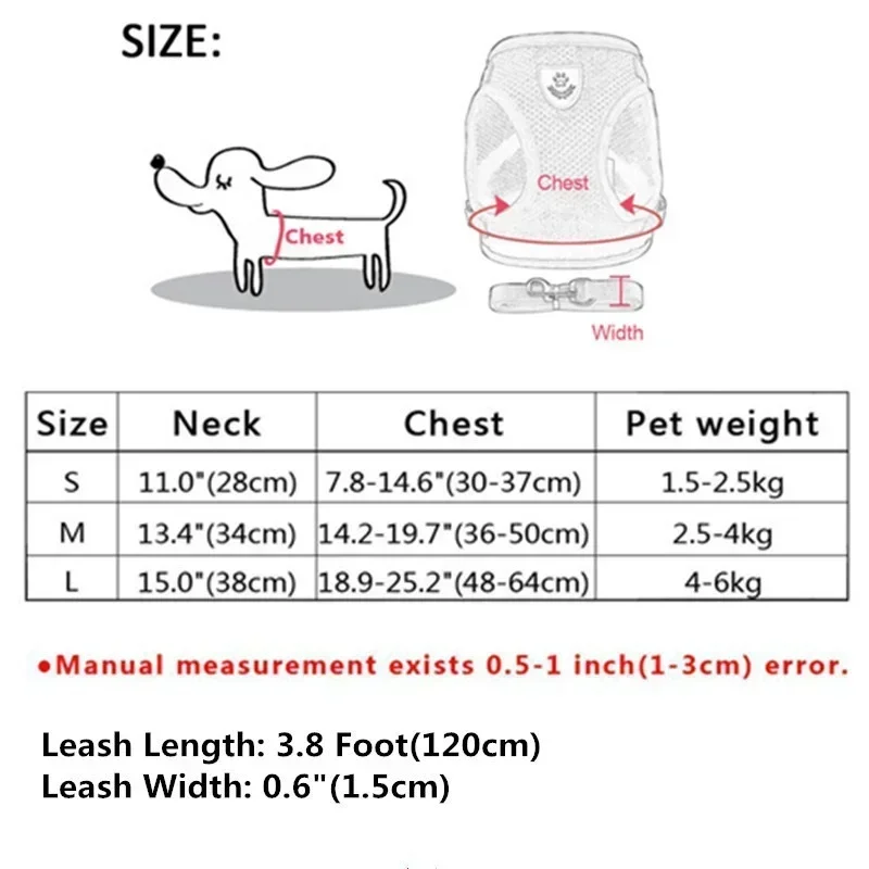 Pet Harness and Leash Set Cat and Dog Walking Soft Mesh Breathable Adjustable Vest for Puppy Leash Chest Strap Pet Supplies view 3