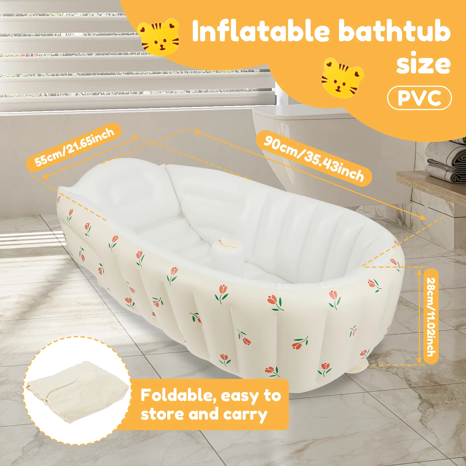 Portable Inflatable Baby Bathtub with Anti Slip PVC Material