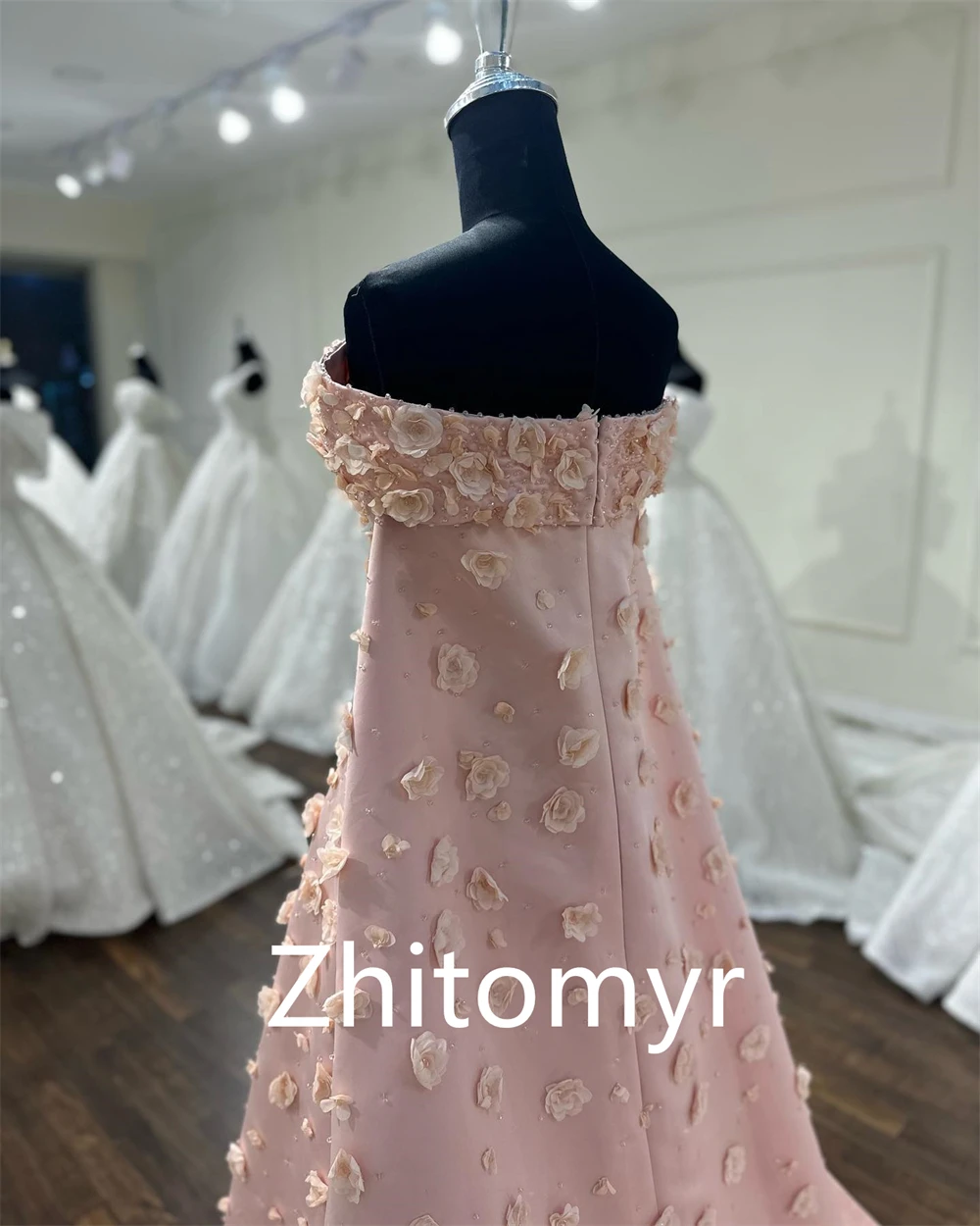 Prom Dress Saudi Arabia Satin Applique Valentine's Day Ball Gown Strapless Bespoke Occasion Dress Floor Length sky blue ball gown prom dress 2020 sweetheart strap lace applique backless saudi arabia style sweep train evening gown plus size