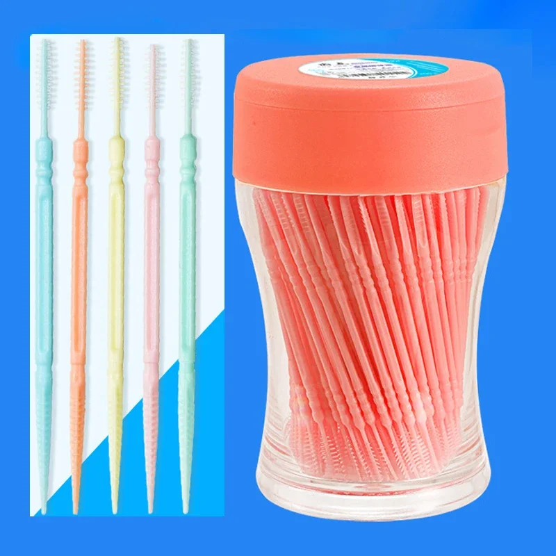 

200PCS/Box Double-headed Dental Brush Toothpick Oral Care Teeth Sticks Floss Pick Tooth Cleaning Tools Interdental Toothbrush