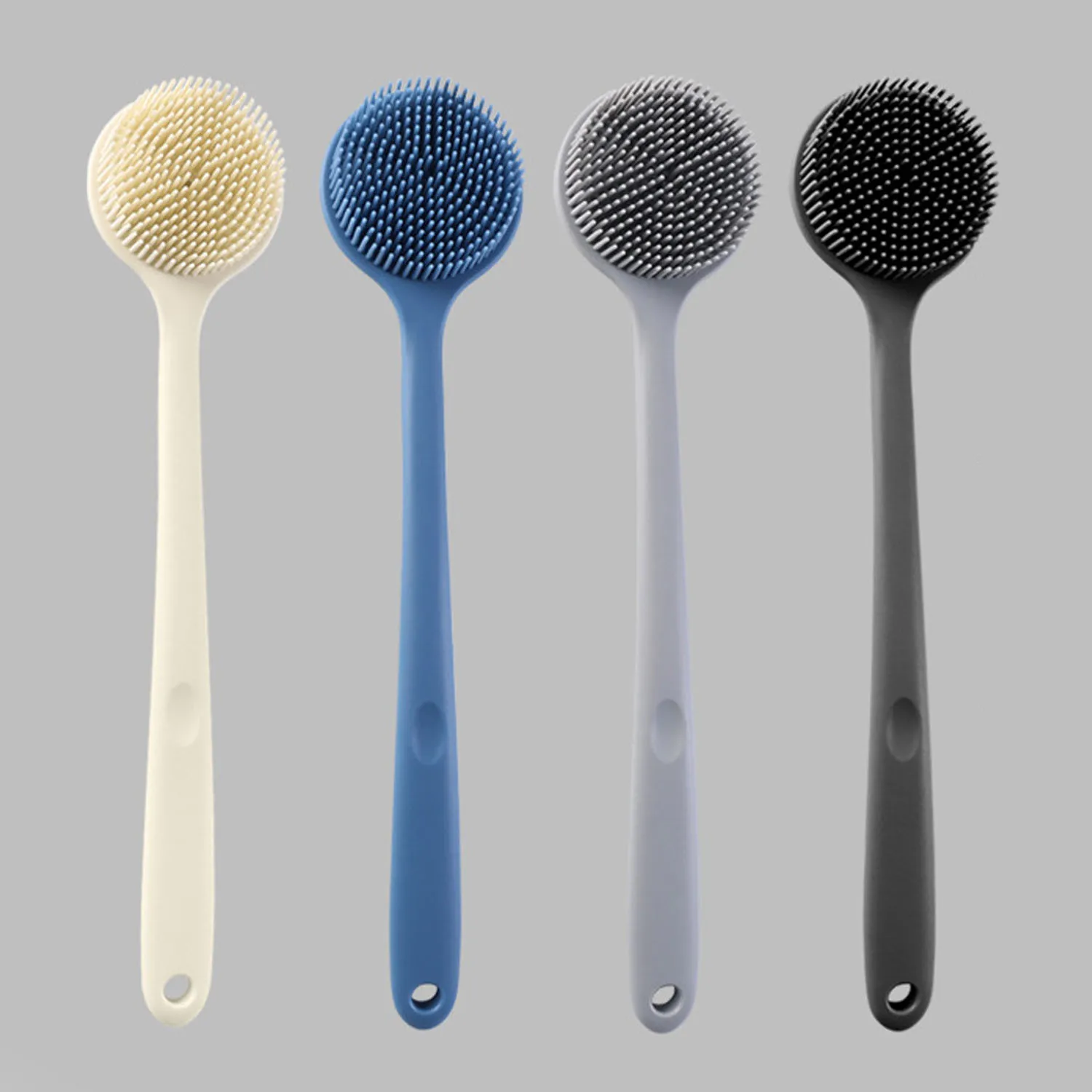Silicone Back Scrubber,Long Handle Body Scrubber,Light&Easy-to-Hold Shower Brush for Skin Cleaning&Exfoliating with a Free Hook 6