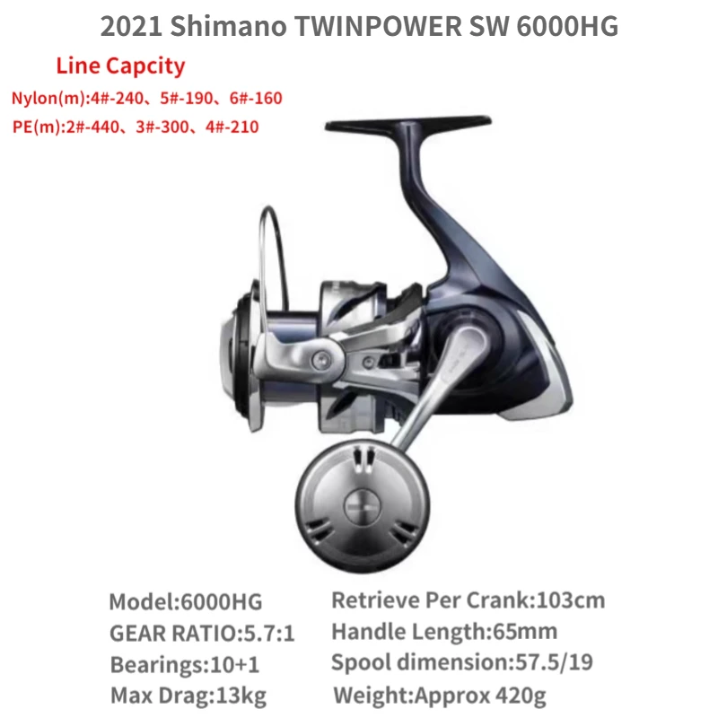 Moulinet Shimano Twinpower SW 8000 PG - Pêche En Mer, Traîne Avant, Neuf