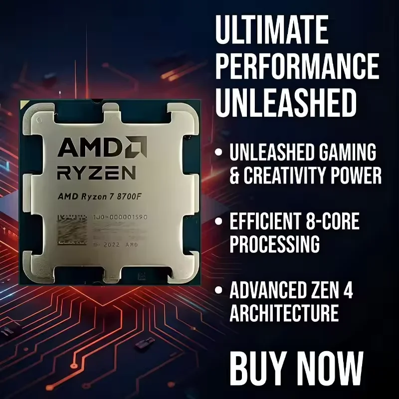 새로운 AMD R7 8700F Ryzen 7 8700F 8코어 16스레드 5GHz 데스크탑 컴퓨터 프로세서 (AM5 소켓 CPU)