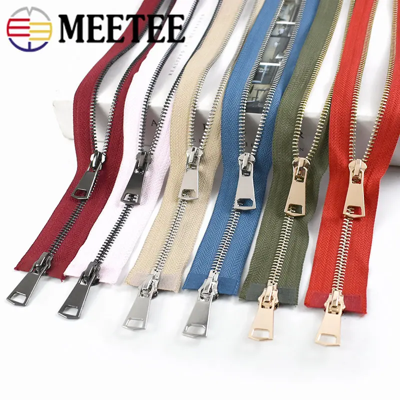 Meetee 120cm 5 Metal Zippers Double Slider Open End Zip DIY Sewing
