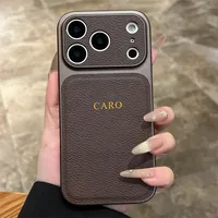 Personalise Gold Silver Initials Letter Leather Case For iPhone 15 14 13 17 Pro Max 14 16 Plus 17 Air Luxury Lens Protection Cas 5