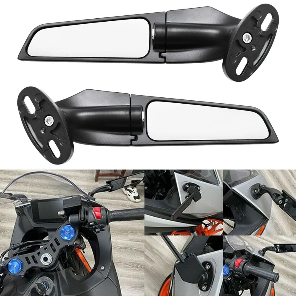 Modified Motorcycle 2PCS Rearview Mirrors Wind Wing Rotating Side