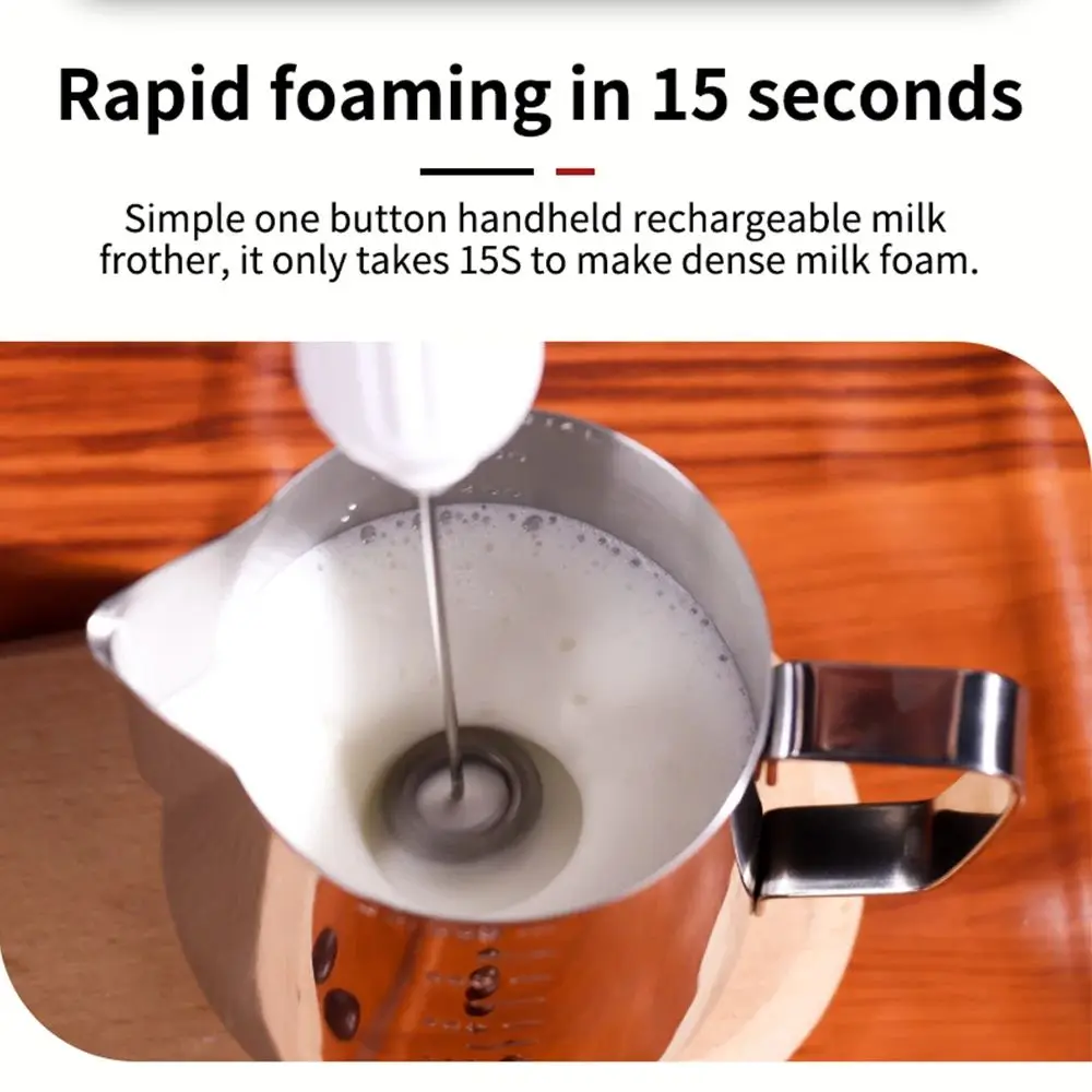 Electric Milk Frother USB Rechargeable Wireless Milk Foamer Coffee Whisk Mixer Egg Beater Mini Frother Handle Stirrer 3 Speeds 5