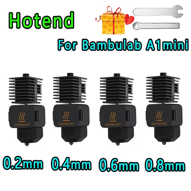 Nssnlur P2S H2S H2D Hotend con ugello in acciaio temprato da 0,4, 0,6, 0,8 mm, kit hot end estrusore ugello in acciaio temprato per Bambulab P2S/H2S/ H2D/H2D Combo/A1/A1 Mini 3D stampante estrusore
