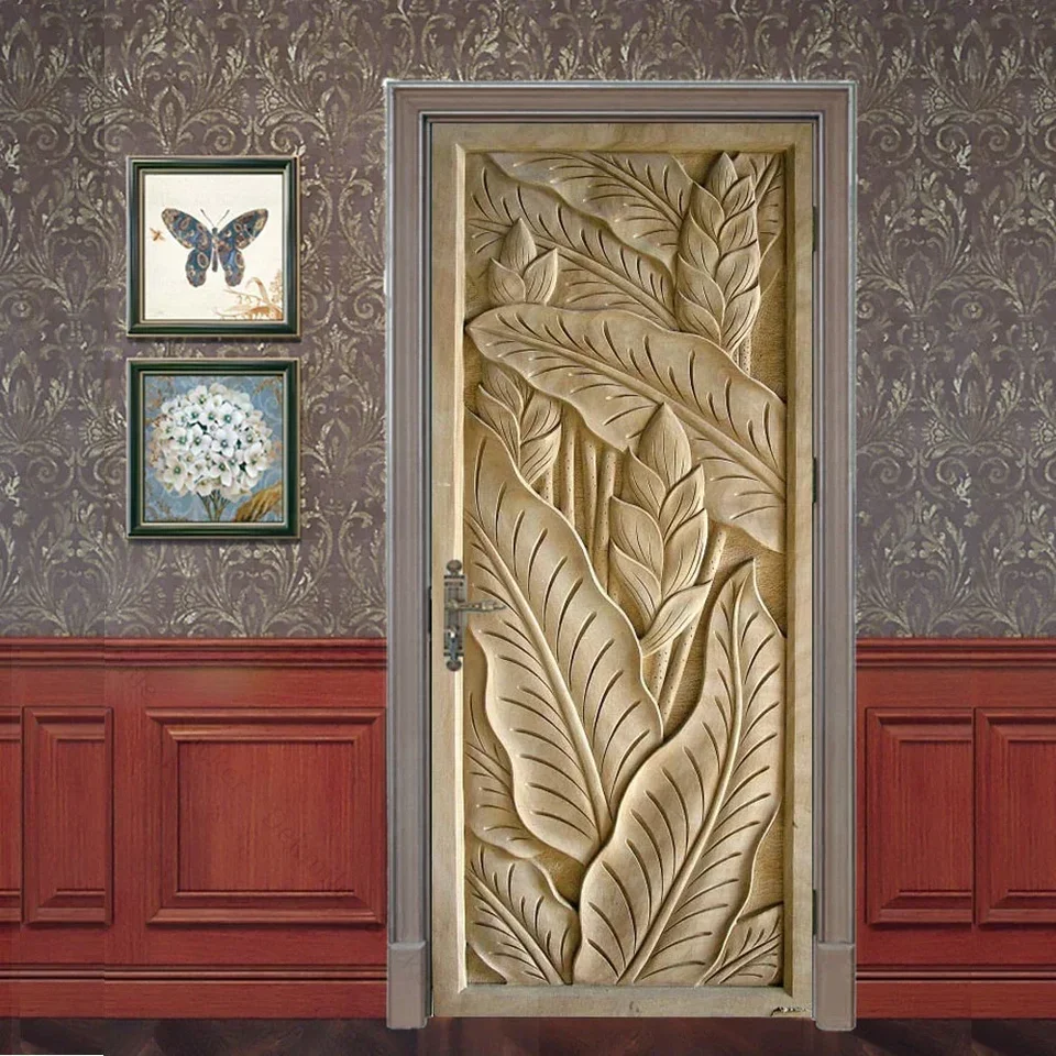 Applique Intaglio Legno Per Mobili | 40x12 Cm | Decorazione Stile Europeo Non Verniciata