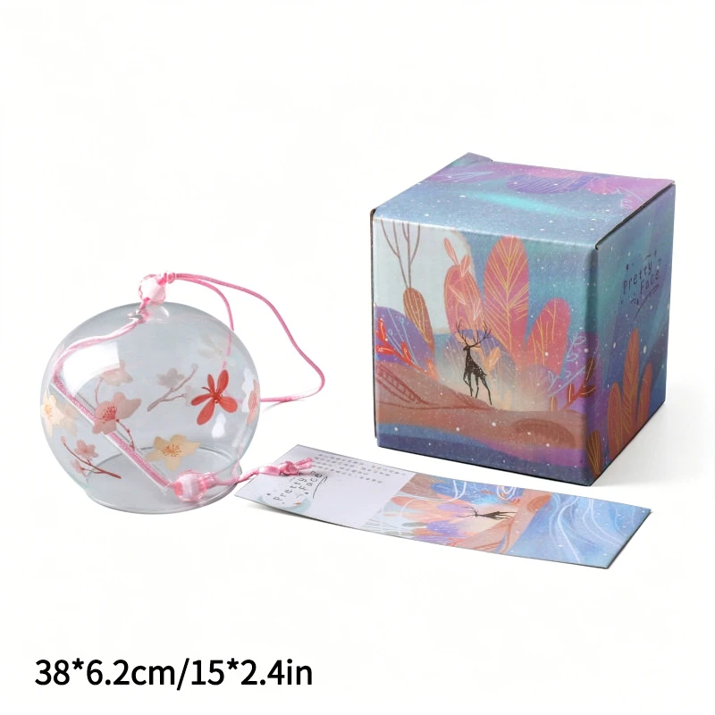 Kawaii Sakura Stained Glass Wind Chime - Aesthetic Room Decor with Harmonious Bell Sounds