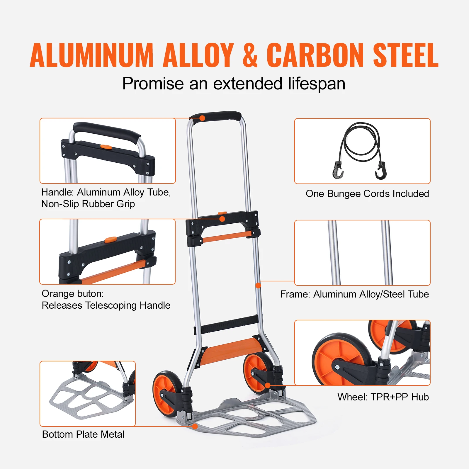 Buy Portable Folding Hand Cart, Aluinu Hand Truck, Push Truck Trolley - View #5