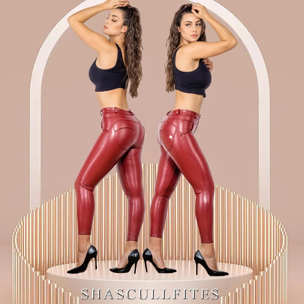 Shascullfites Melody Jeans Pants Eco Leather Push Up Skinny Women Full Length Butt Lift Compression Trousers 5 Colors Available melody navy blue leather leggings sexy leather jeans thigh shaper compression butt enhancer hip push up women s clothing pants