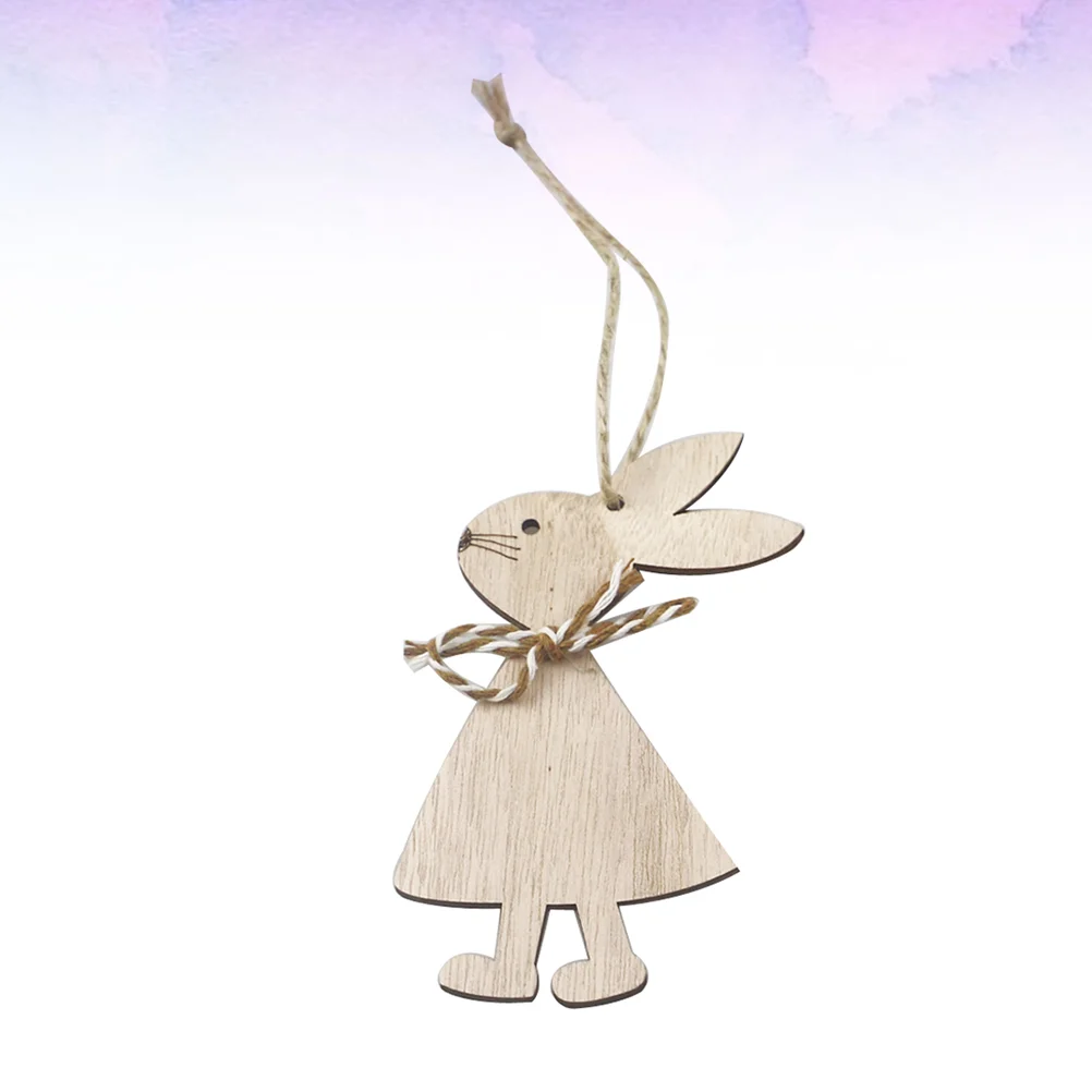 

6 PCS Decorations Child Home Hanging Wood Animal Slices Wooden Easter Ornaments
