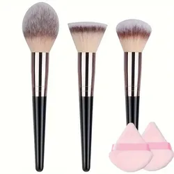 Deluxe Makeup Brush Collection - Soft & Fluffy Beauty Tool Set for Professional Application (3PCS 1)