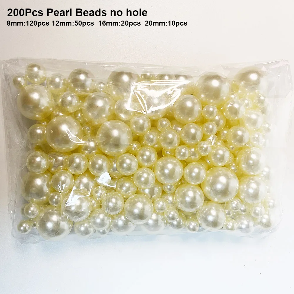 Perles Blanches Sans Trou 8mm/14mm/20mm - Lot De 150, Pour DIY Bijoux, Décoration Vase