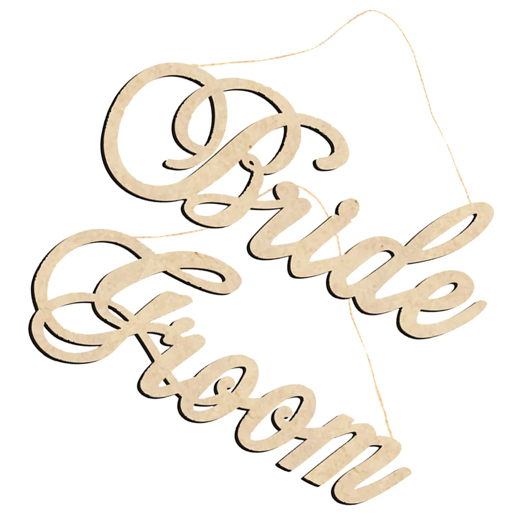 

2 Pcs Hangers Letter Design Hanging Decor Chair Home Wooden Ornament Bridegroom