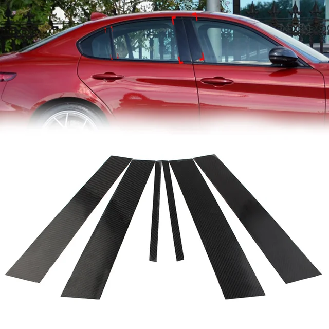 6 Stück Auto Außentür Fenster b Säulen pfosten Abdeckung Verkleidung Kohle  faser Zubehör für alfa romeo giulia 2017 2018 2019 2020 2021 - AliExpress