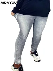 Plus Size Jeans for Women Stretchy Curvy Ripped Jeans Oversized Baggy 5X 6X 4X Elastic Cropped Size 26 28 30