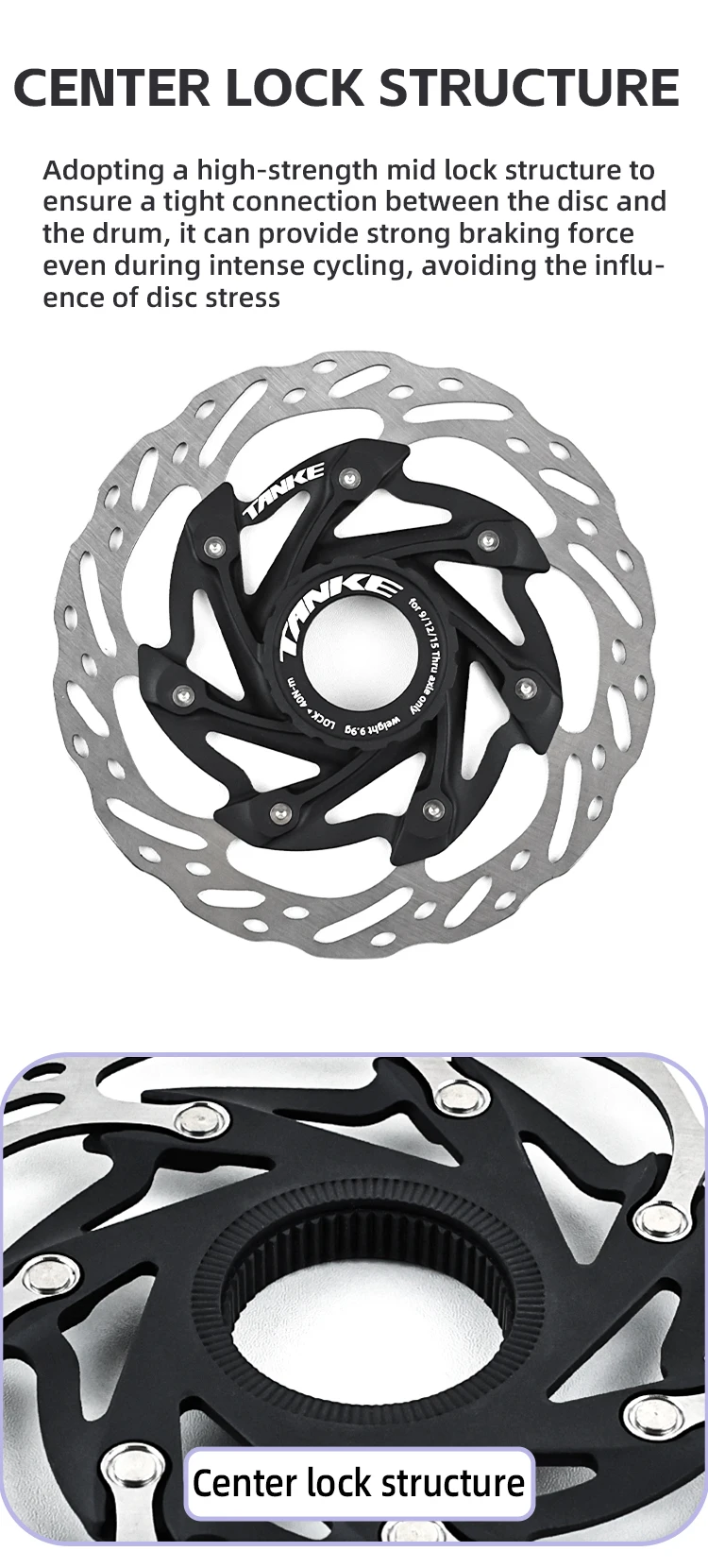 TANKE Fahrrad-Scheibenbremsscheibe 140/160 Schwimmende Bremsscheiben aus Edelstahl für Mountainbikes MTB Wärmeableitungs-Teil – Detail 5