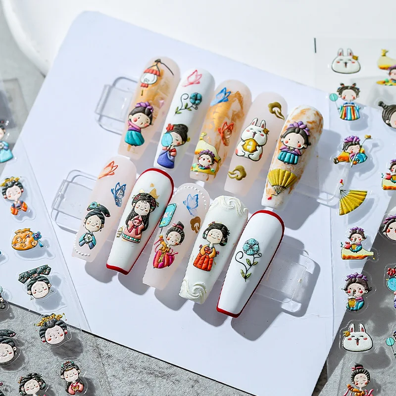 

[Meow.Sensei] Three-Dimensional Nail Stickers Relief Adhesive Nail Sticker Nail Antique Girl Ts1259