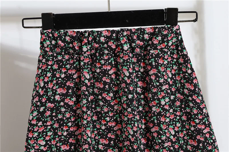 High-waist Floral Women's Skirt Chiffon Big Swing A-line Long Summer Skirt Femel Clothes satin midi skirt