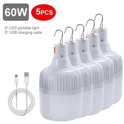 High-Power USB Rechargeable LED Camping Lantern with Hook - Portable Outdoor Emergency Light - Chundeyou-60W-5PC