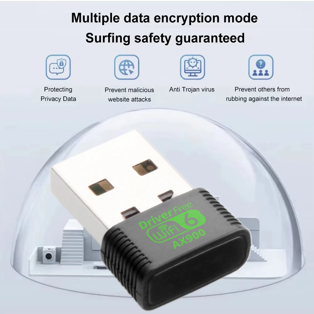 USB WiFi 6 어댑터 동글 AX900 듀얼 밴드 2.4G/5GHz USB WiFi 네트워크 무선 수신기 드라이버 무료 Windows 10/11