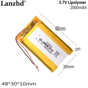 Batteria agli Ioni di Litio 3.7V 2000mAh 103048 per Prodotti Digitali e Tecnologici, Batteria al Litio Polimero