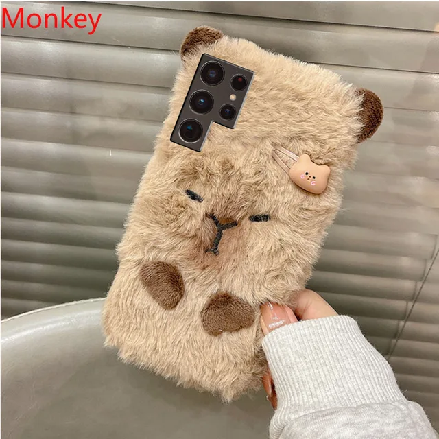 Ins Korean Cute 3D Capybara Soft Case For Samsung A51 A71 A21S A04S A14 A34 A54 A03 A13 A23 A33 A53 A73 Note 9 8 Furry Fur Cover 4