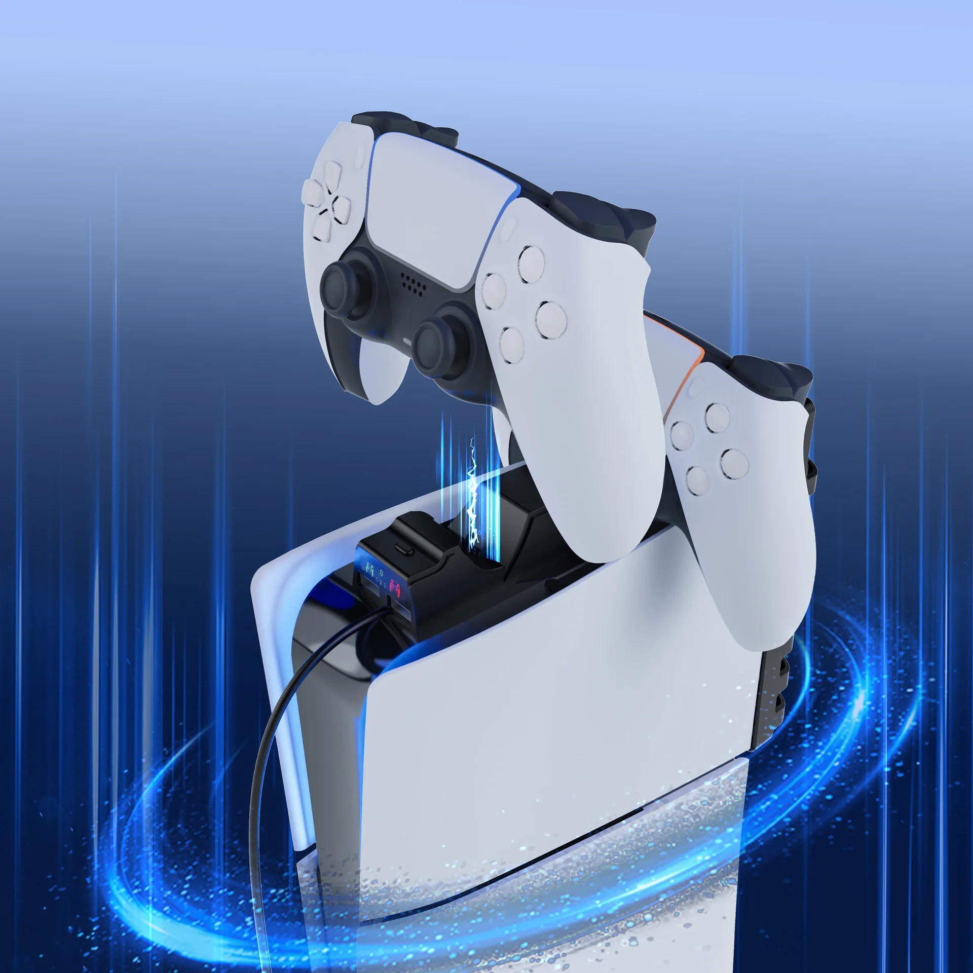 HBP-559 for PS5 SLIM Handle Dual Seat Charging+Cooling Fan for PS5SLIM Host RGB Cooling Charging Set