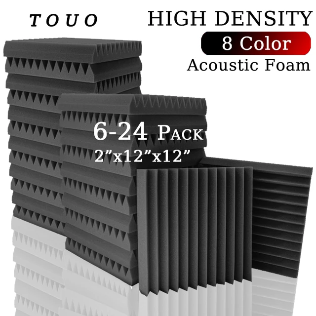 TOUO-Panel de espuma acústica para estudio, paneles de esponja de pared insonorizados, Material absorbente de sonido, tratamiento de absorción de tambor para habitación, 6-24 piezas