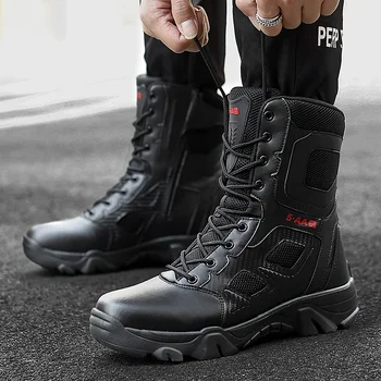 New Men Tactical Boots Winter Combat Ankle Anti-Slip Work Safety Shoes Special Force Army Boots Male Waterproof Motorcycle Shoe