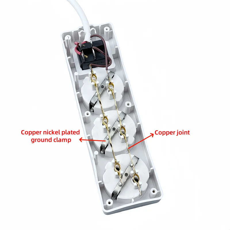 EU Home Standard German Type Power Strip 3/4/5 Sockets in Row Flat Adapter Light Switch with Surge Protector Extension Cable 3M 3