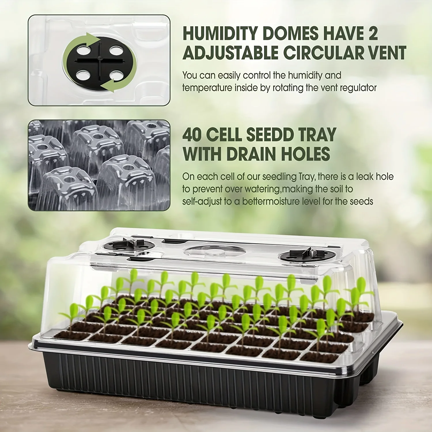 2-Pack Seed Germination Trays 80-Cell Kit W/ LED Grow Lights Timer Ideal for Home Gardening & Greenhouses seed starter tray seedling tray