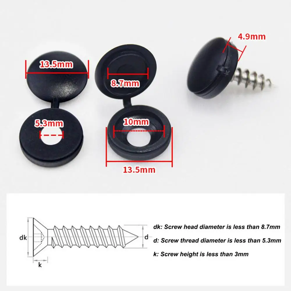 Description Picture 6 of itemScrew Cap Covers 100x Caps for Screws M4 Shutter Screw Caps Multi-function Hinged Screw Cover Caps Fold Screw Snap Covers