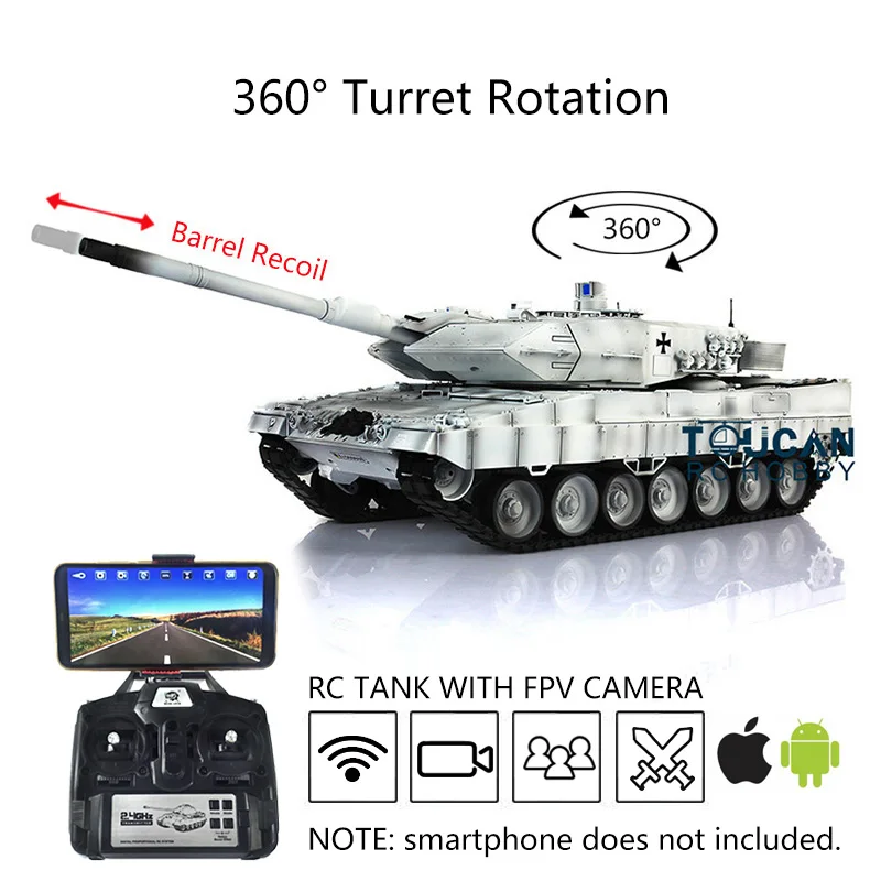 

1/16 HENG LONG FPV 7.0 Leopard2A6 RC Tank 3889 Metal Tracks Barrel Recoil Controlled Panzer Remote Control Car TH17641-SMT4