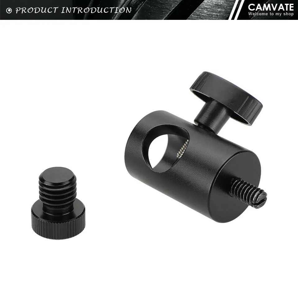 16mm Light Stand Head With M12 Male Thread Connector & 1/4"-20 Thread Screw For