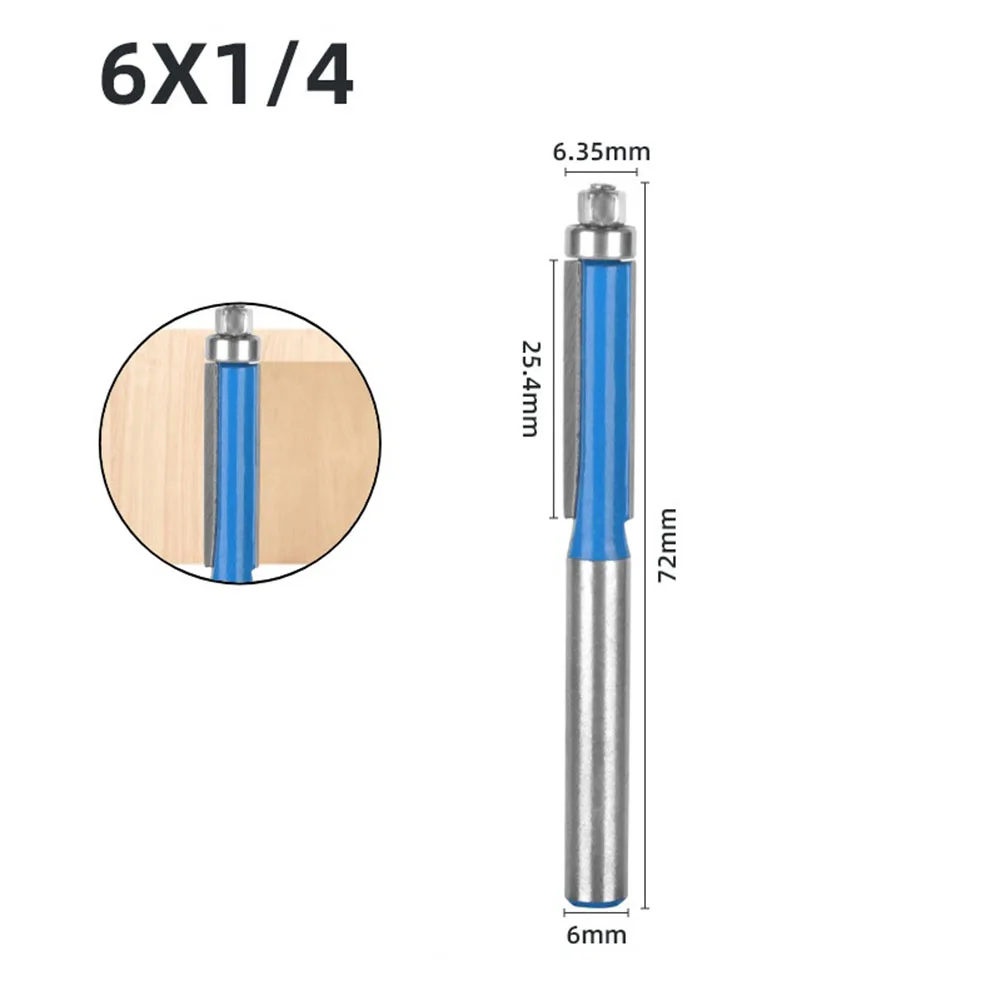 

Woodworking Router Bit Tungsten Steel Blade With Bearing 6mm Shank Corrode Resistance Milling Cutter Flush Trim