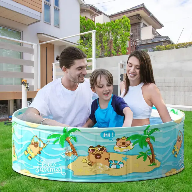 Folding Swimming Pool Non-inflatable Ground Swimming Pool Portable Waterproof Bath Basin Swim Tool for Backyard Outdoor Adults 2