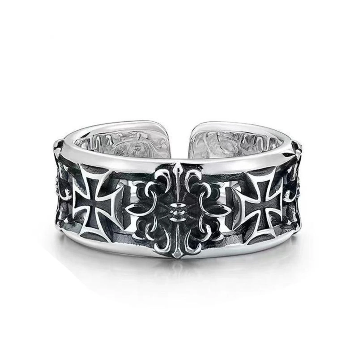 Adjustable Cross Ring Stainless Steel Punk Dark Style Jewelry For Women Men Comfort Fit Daily Wear Gift Idea