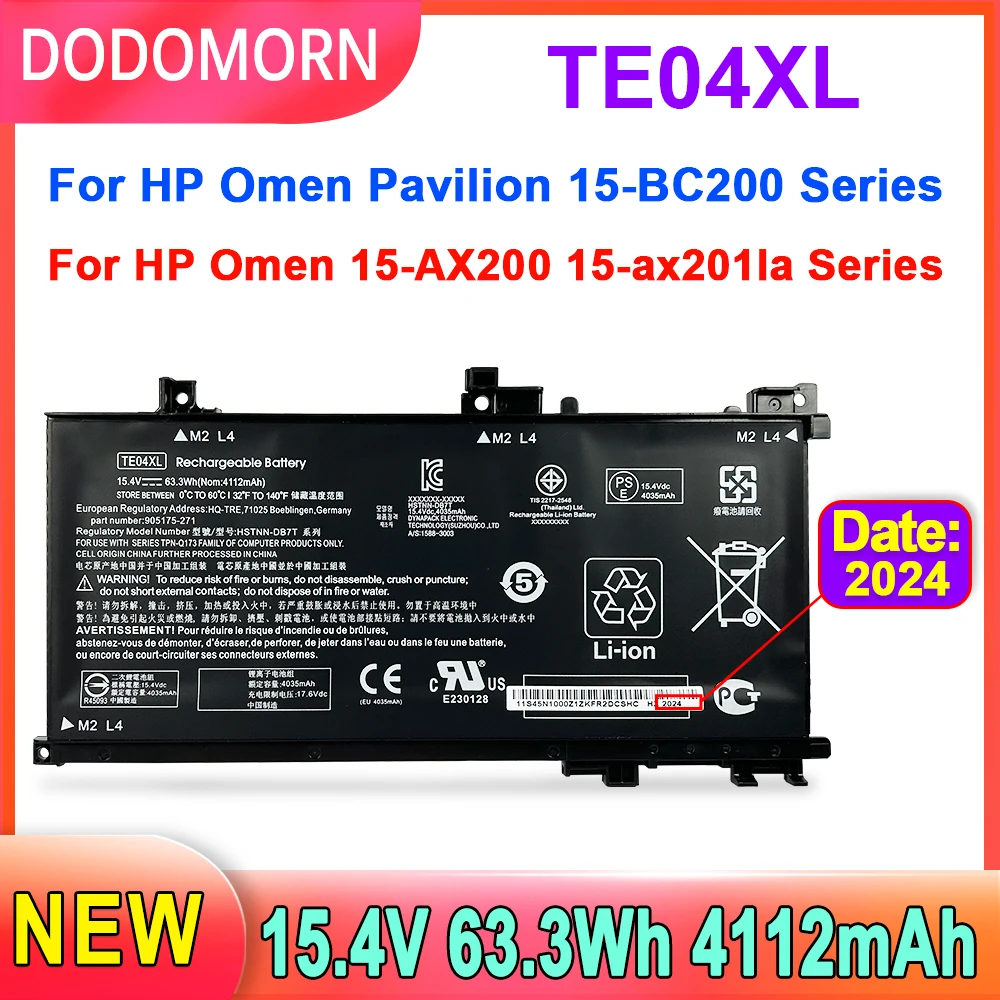 DODOMORN-Bateria do portátil para HP OMEN, 15-AX200,