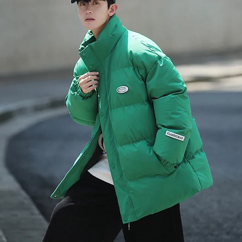 

Winter Thick Puffer Jacket Men Parkas Thicken Warm Coats Mens Stand Collar Solid Color Casual Parka Women Fashion New Streetwear
