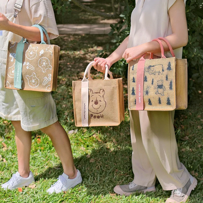 Tote Bag Isolante Giapponese New Moriyu Winnie The Pooh Linen Cartoon Cute Portable Lunch Bag Foglio Di Alluminio Borsa Da Campeggio Femminile