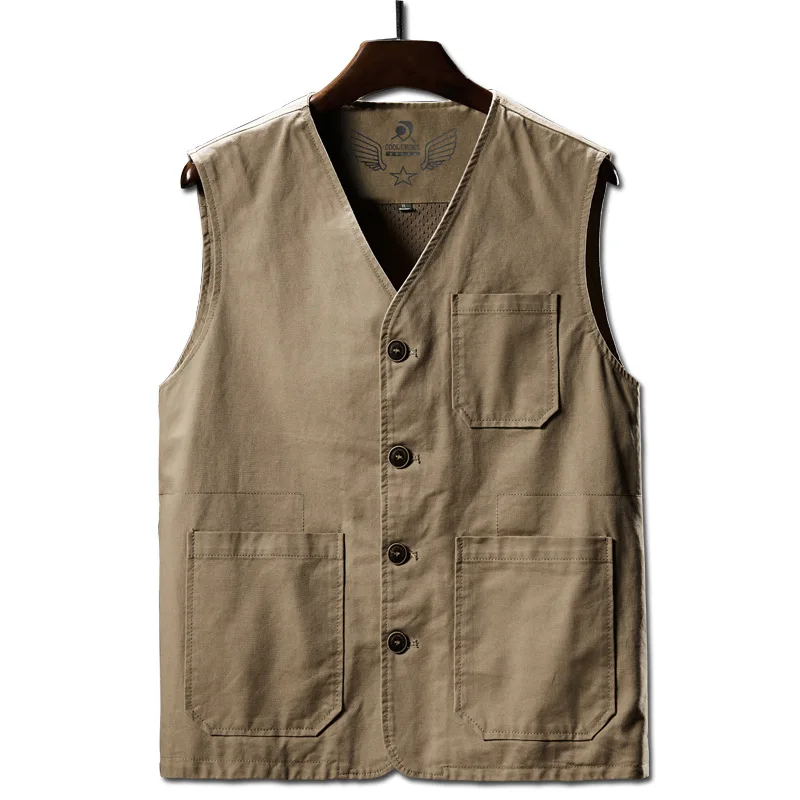 Veste homme sans manches en coton respirant pour la pêche et les activités outdoor