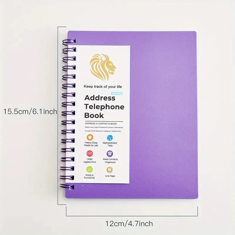 Telephone Address & Birthday Book with Tabs Notebook Purple Notepad Notebooks Writing Pads Office School Supplies