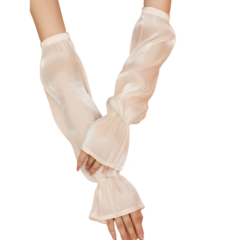 

Женские летние рукава, варежки для свадебной вечеринки, прозрачные кружевные перчатки без пальцев с рюшами,