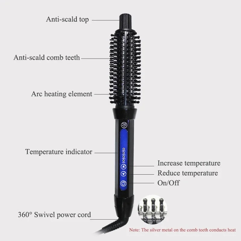 Professional Curling Iron 2 In 1 Electric Hair Brush PTC Fast Heating Combs For Women Hair Curlers Roller 18-32cm Comb te