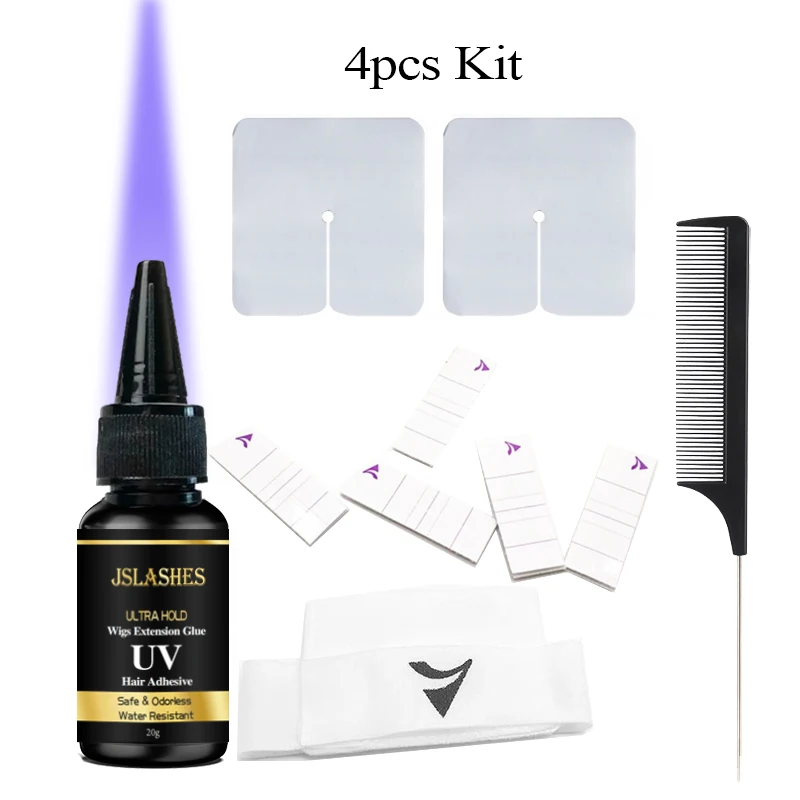 4pcs Wigs Hair Uv Glue Hair Extension Kit Uv Glue Tape hair extension UV Light Gel LED Technology glue Tape 5pcs set