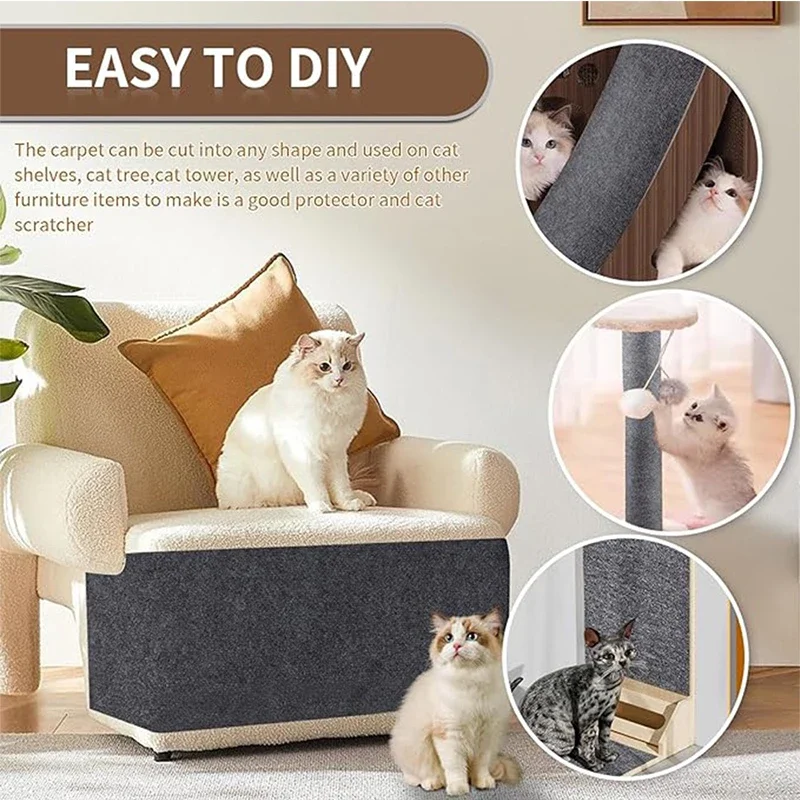 Cat Scratching Mat DIY Self-Adhesive Trimmable Carpet Cat Scratching Post Carpet for Anti-scratching Sofa Furniture Protection Strong Self-Adhesive Backing - product feature